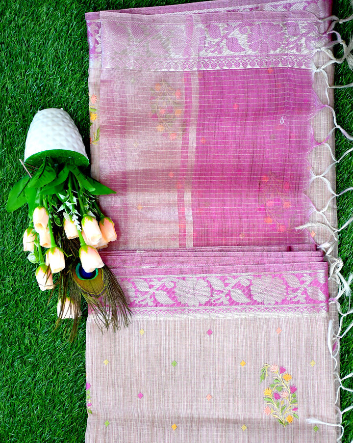 Cotton tissue embroidery work Velmayil Silks