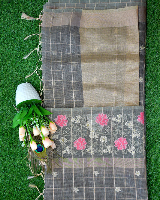 Cotton tissue embroidery work Velmayil Silks