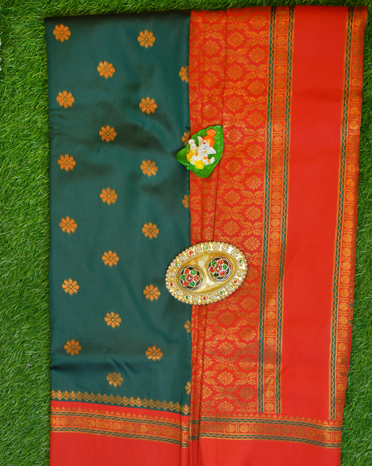 Soft silk retta patta border saree