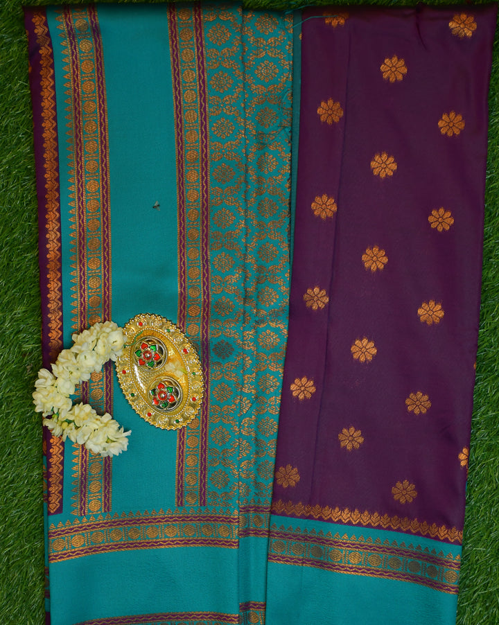 Soft silk retta patta border saree