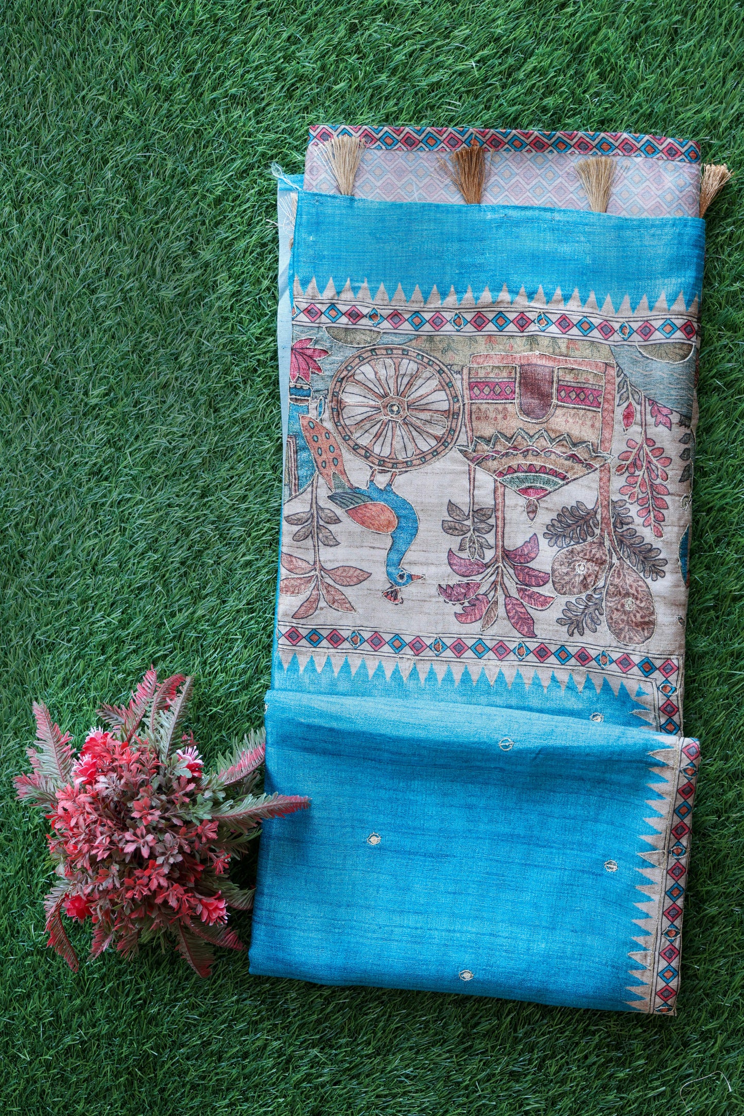 Tussar with full embroidery work Velmayil Silks