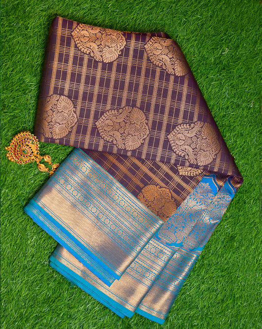Kanchi semi silk peacock design