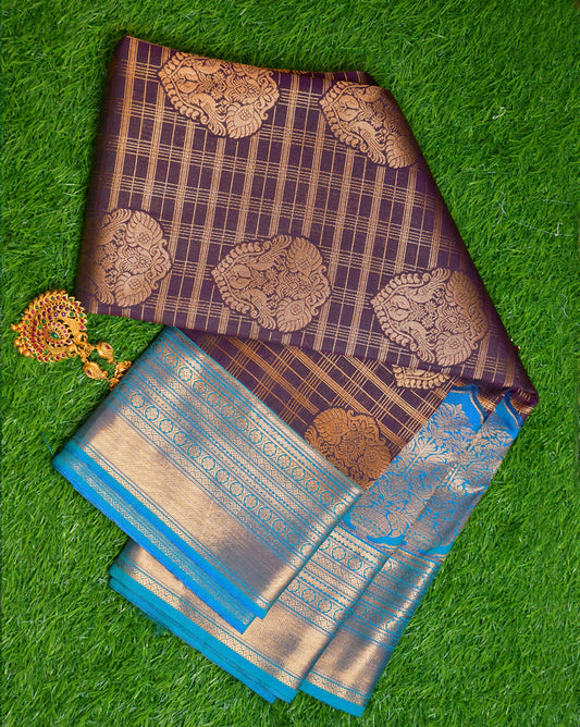 Kanchi semi silk peacock design Velmayil Silks