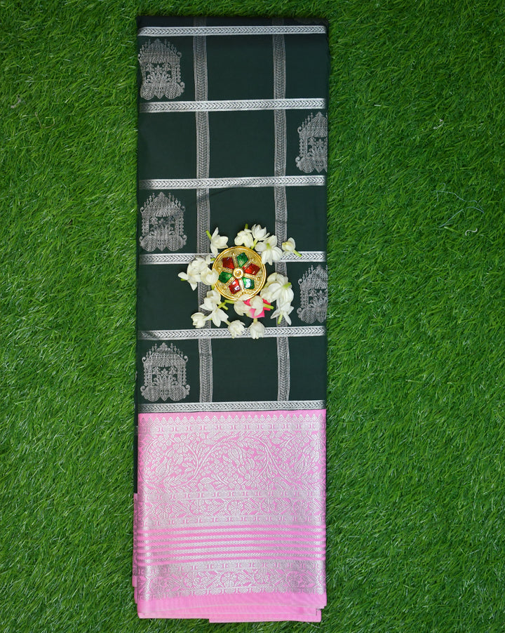 Kanchipuram semi silks silver zari border Velmayil Silks