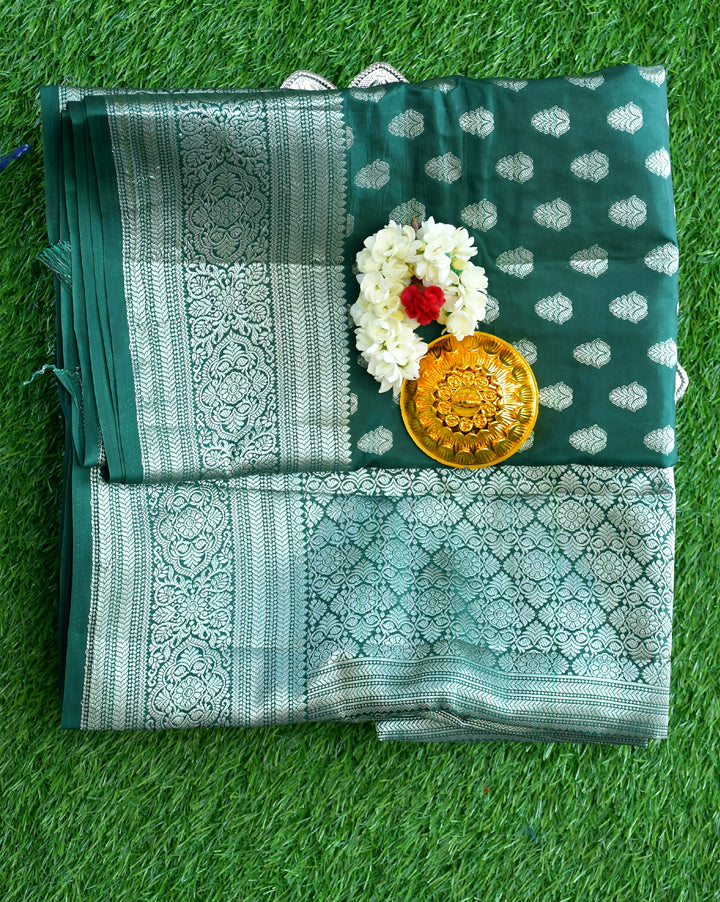 Soft silk with silver zari