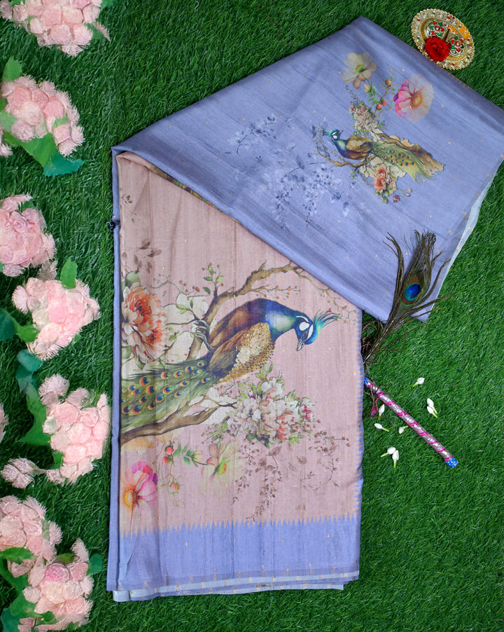 Malai silk with elegant peacock