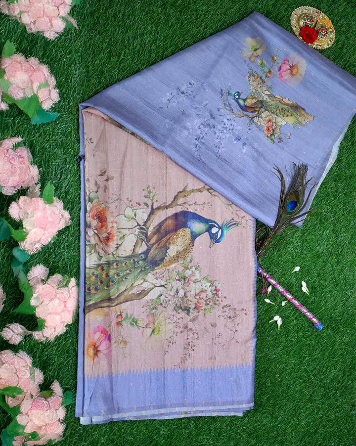 Malai silk with elegant peacock