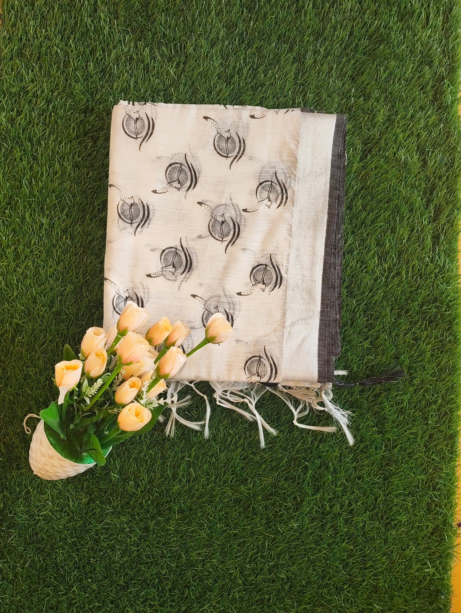 Black and white cotton sarees