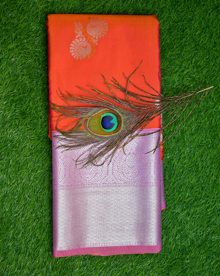 Kanchipuram semi silks silver zari border