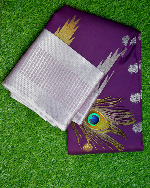 Kanchipuram semi silks silver zari border