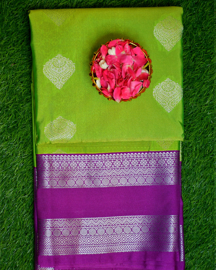 Kanchipuram semi silks silver zari border