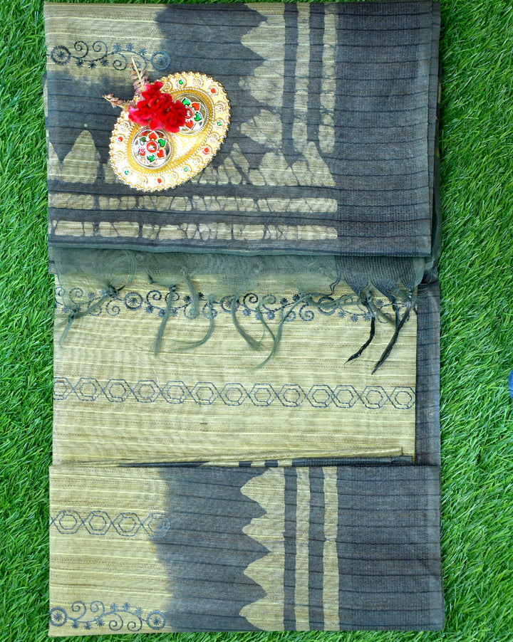 Raw silk with embroidery work