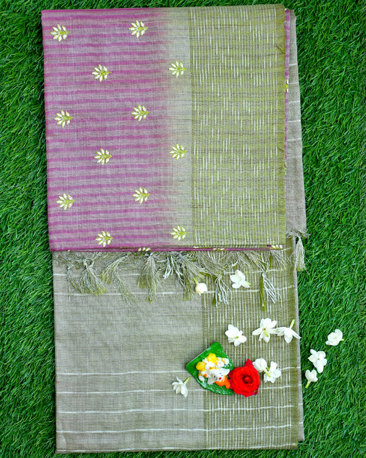Raw silk with embroidery work