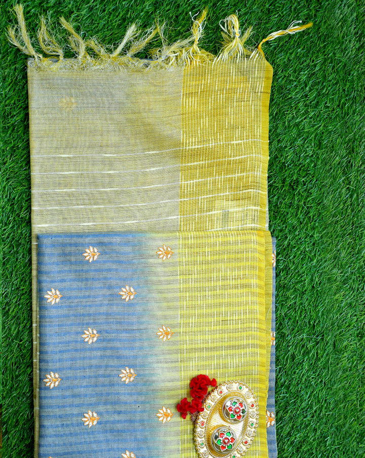 Raw silk with embroidery work