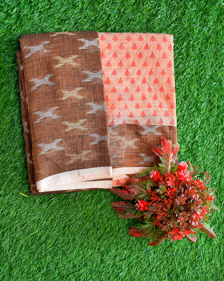 Linen with kalamkari blouse