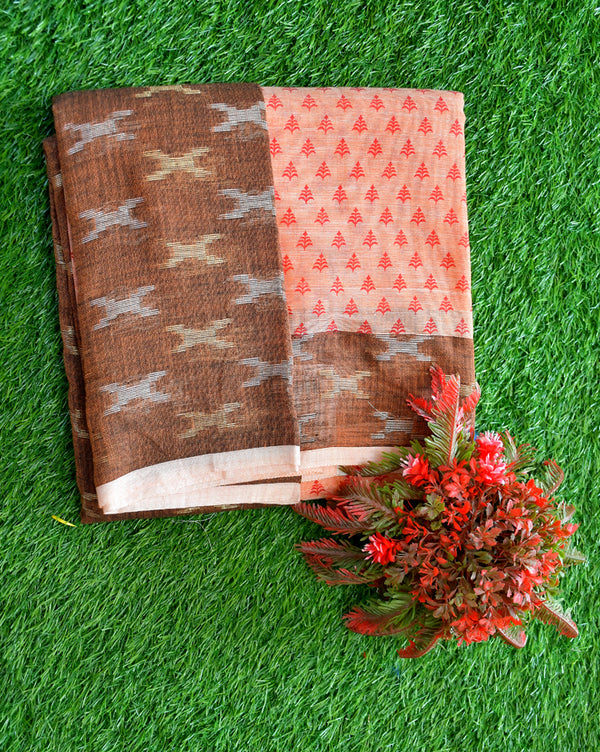 Linen with kalamkari blouse