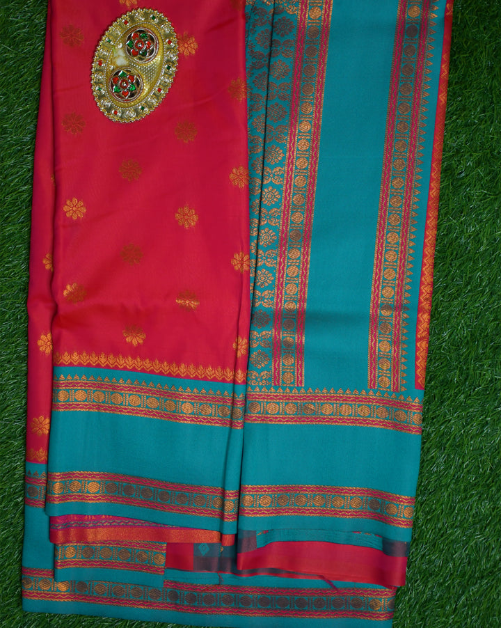 Soft silk retta patta border saree