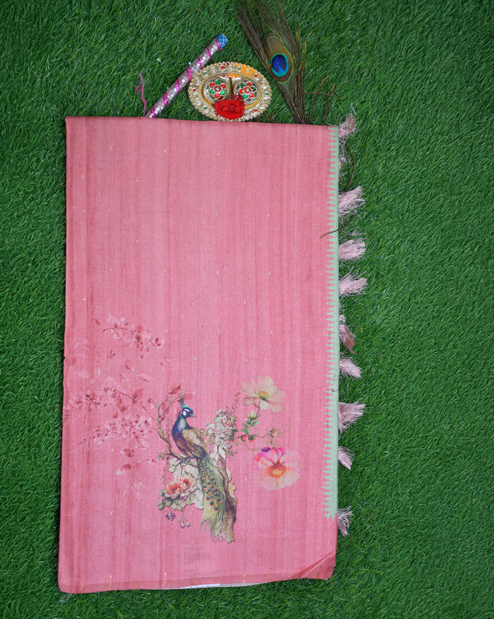 Malai silk with elegant peacock