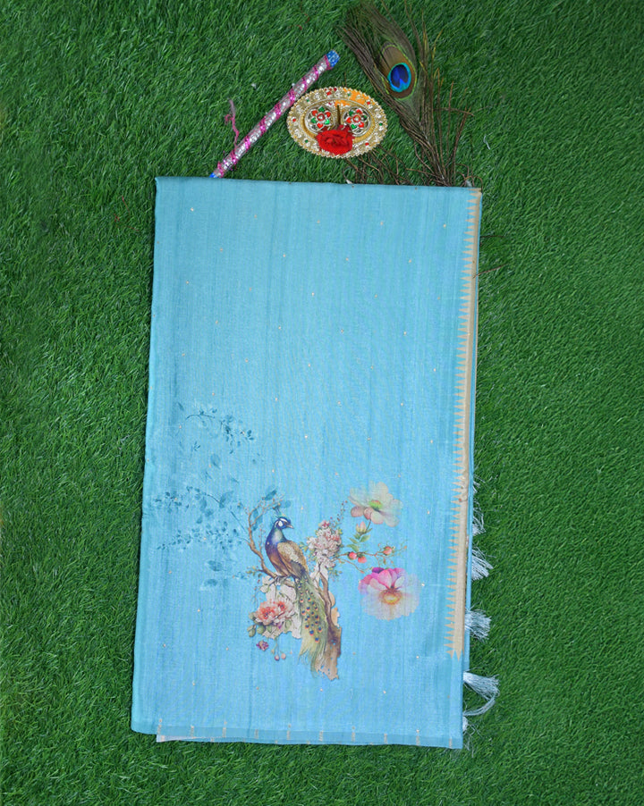 Malai silk with elegant peacock