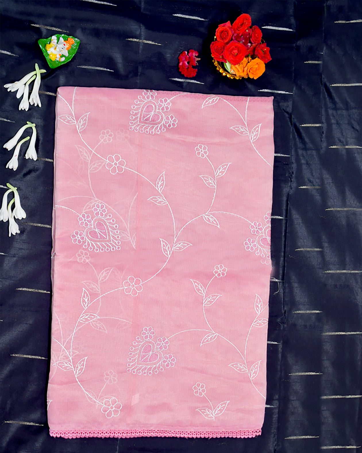 Tussar with full embroidery work