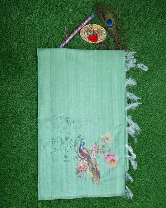 Malai silk with elegant peacock