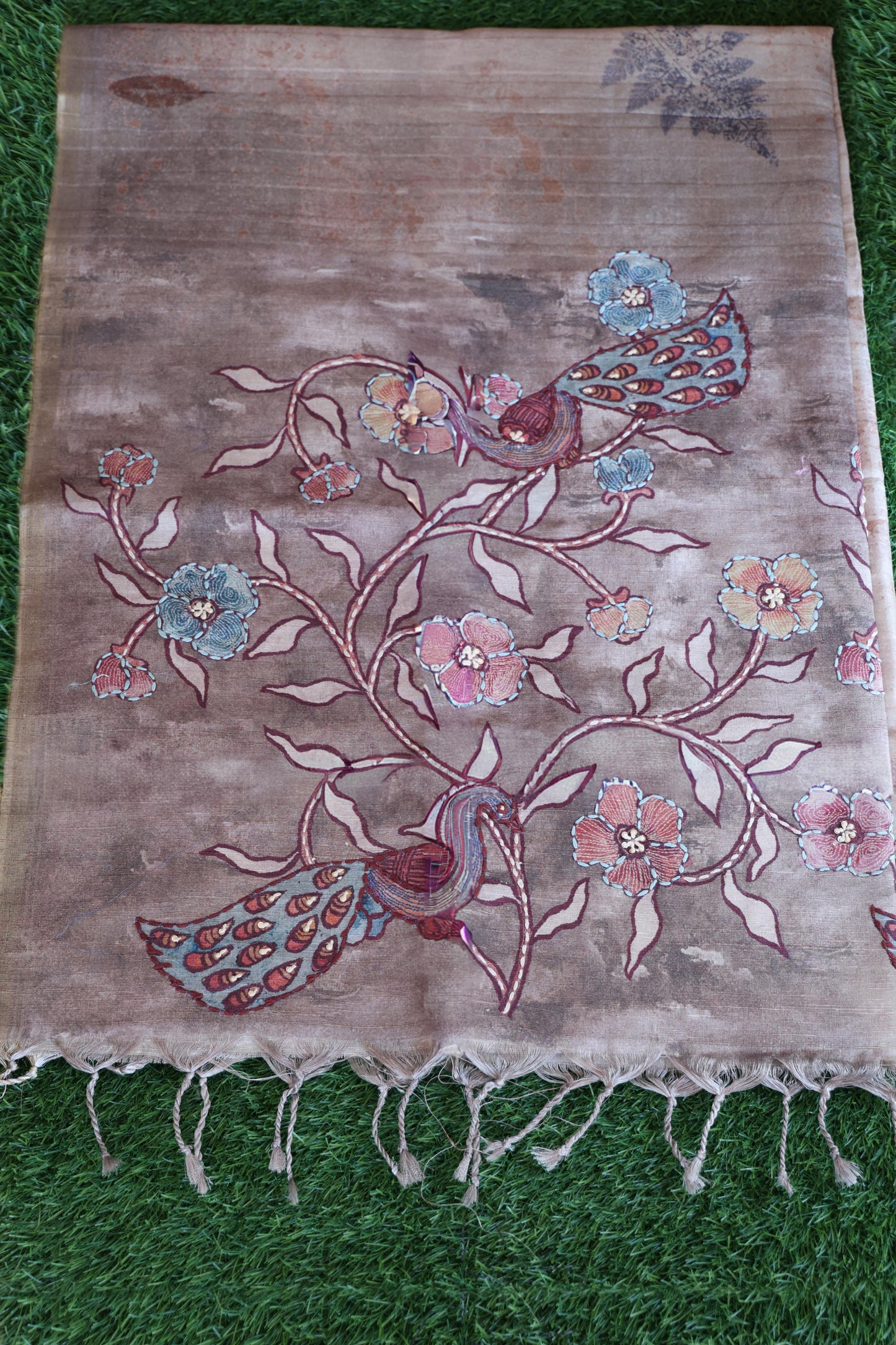 Tussar with full embroidery work Velmayil Silks