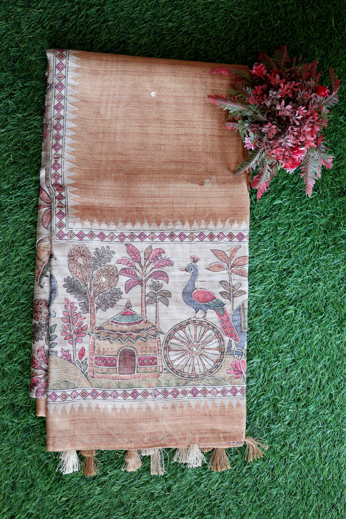 Tussar with full embroidery work Velmayil Silks