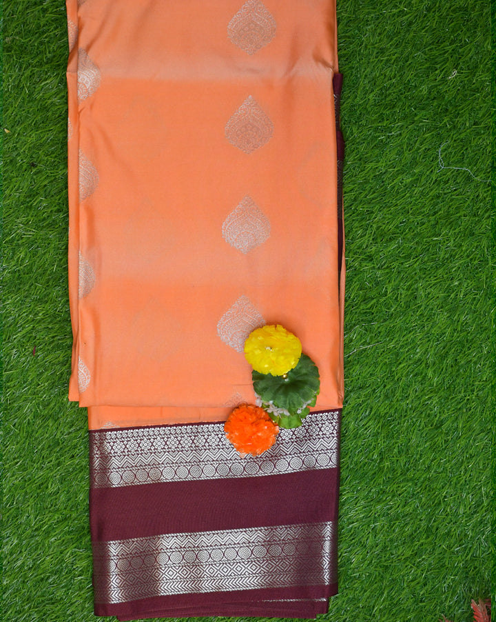 Kanchipuram semi silks silver zari border