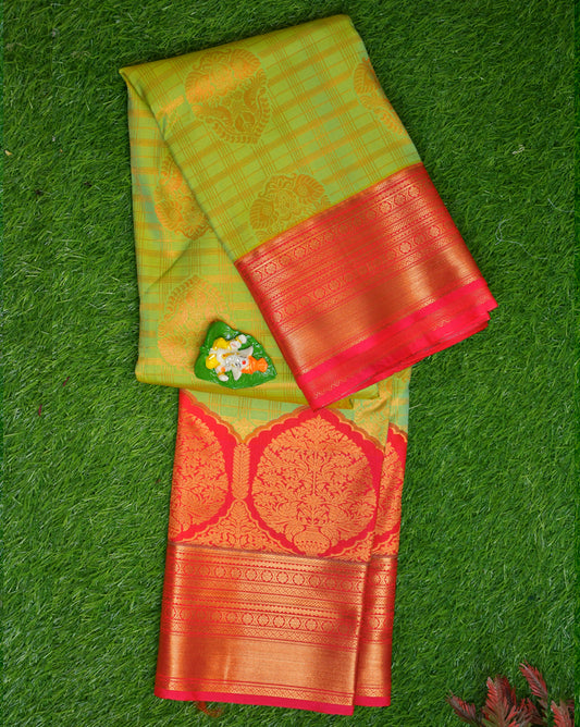 Kanchi semi silk peacock design