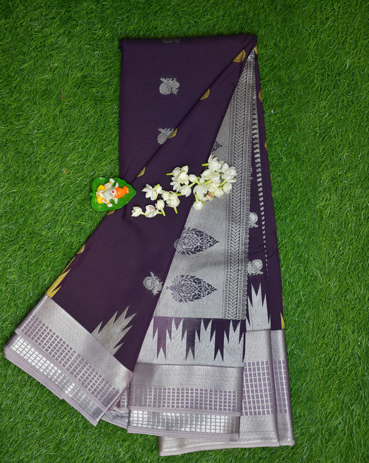 Kanchipuram semi silks silver zari border