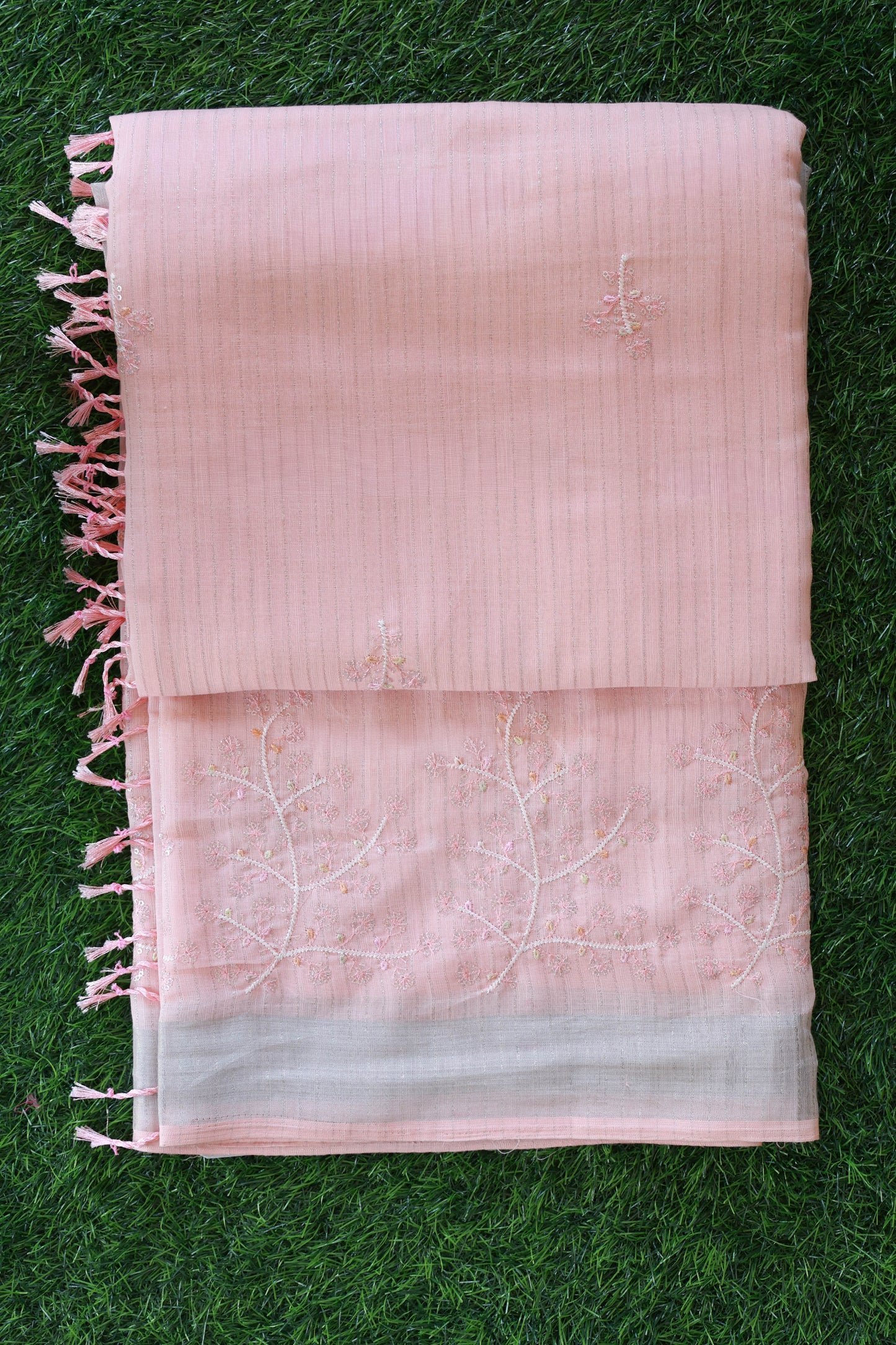 Linen cotton with embroidery work Velmayil Silks