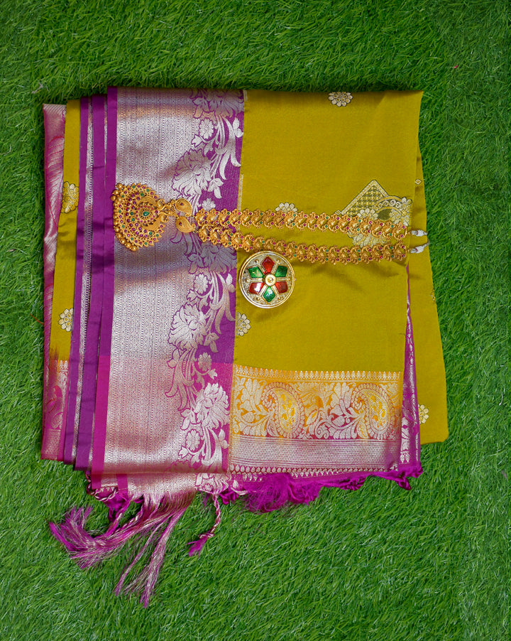 Kanchipuram semi silks silver zari border