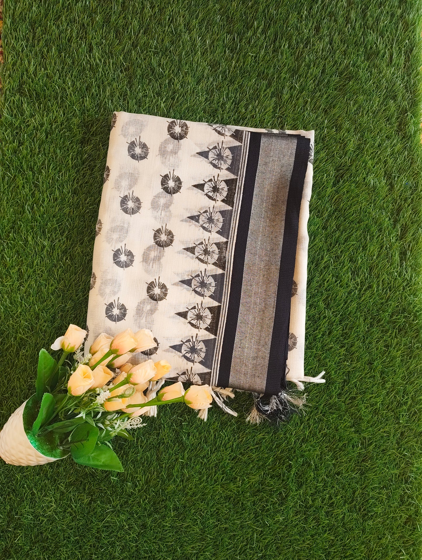 Black and white cotton sarees