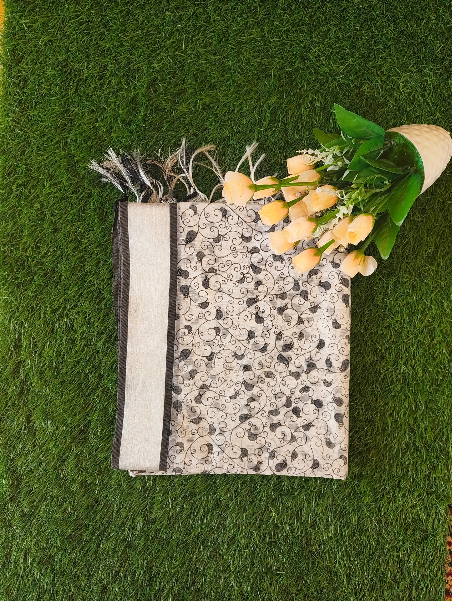 Black and white cotton sarees