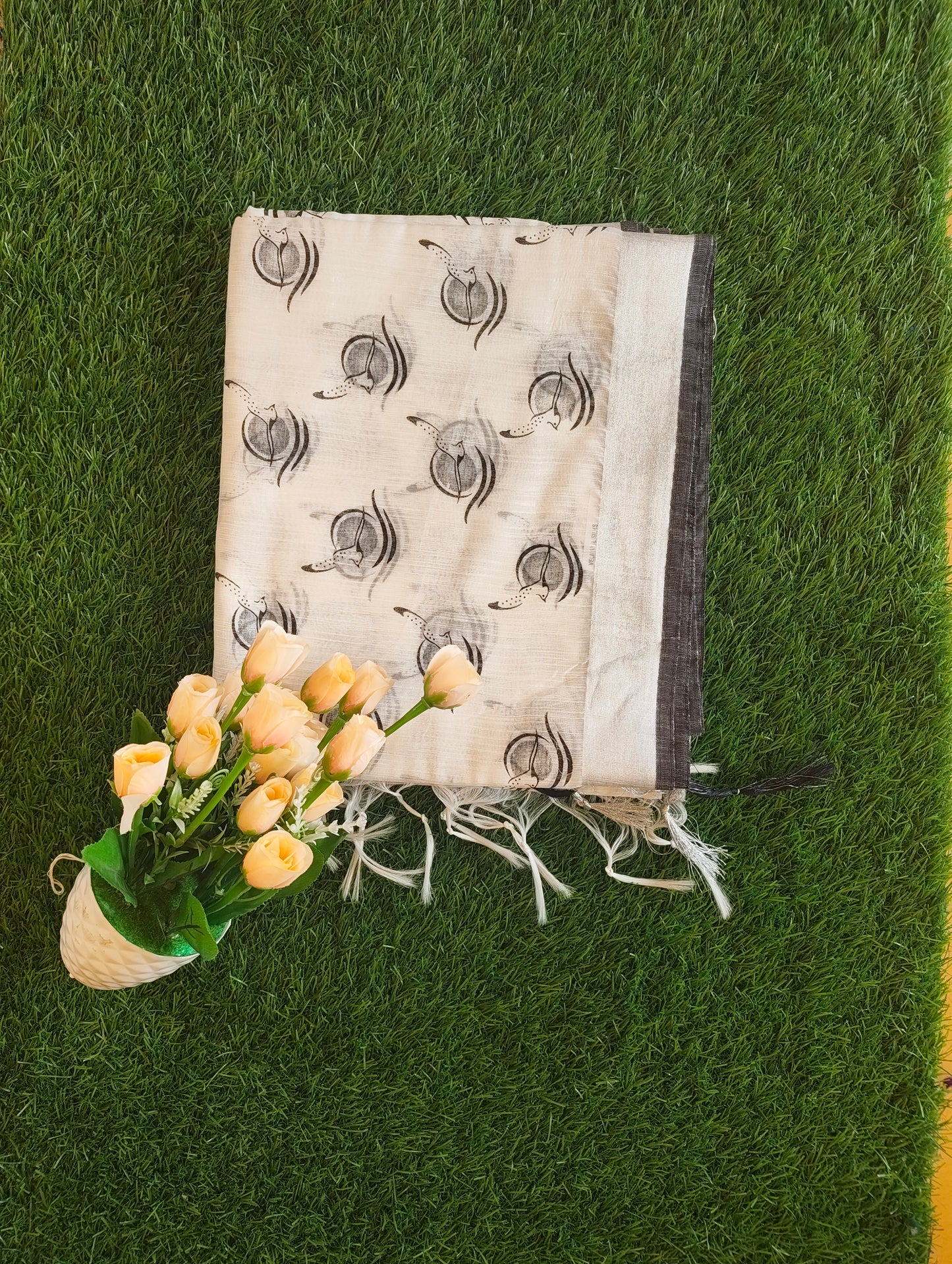 Black and white cotton sarees