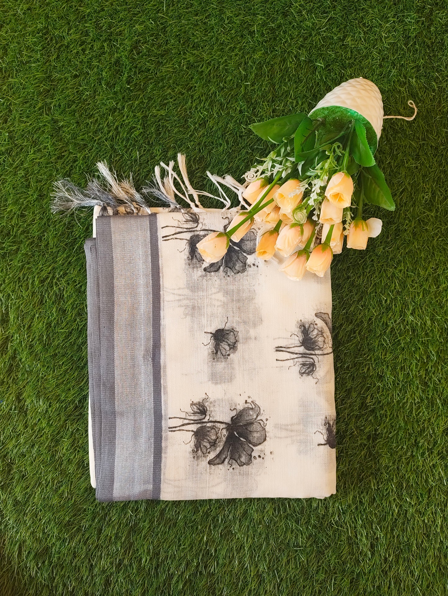 Black and white cotton sarees