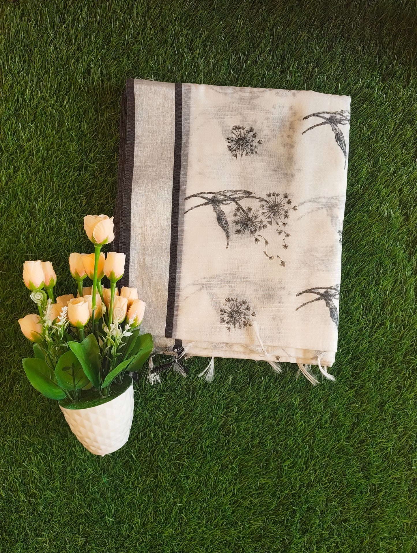 Black and white cotton sarees