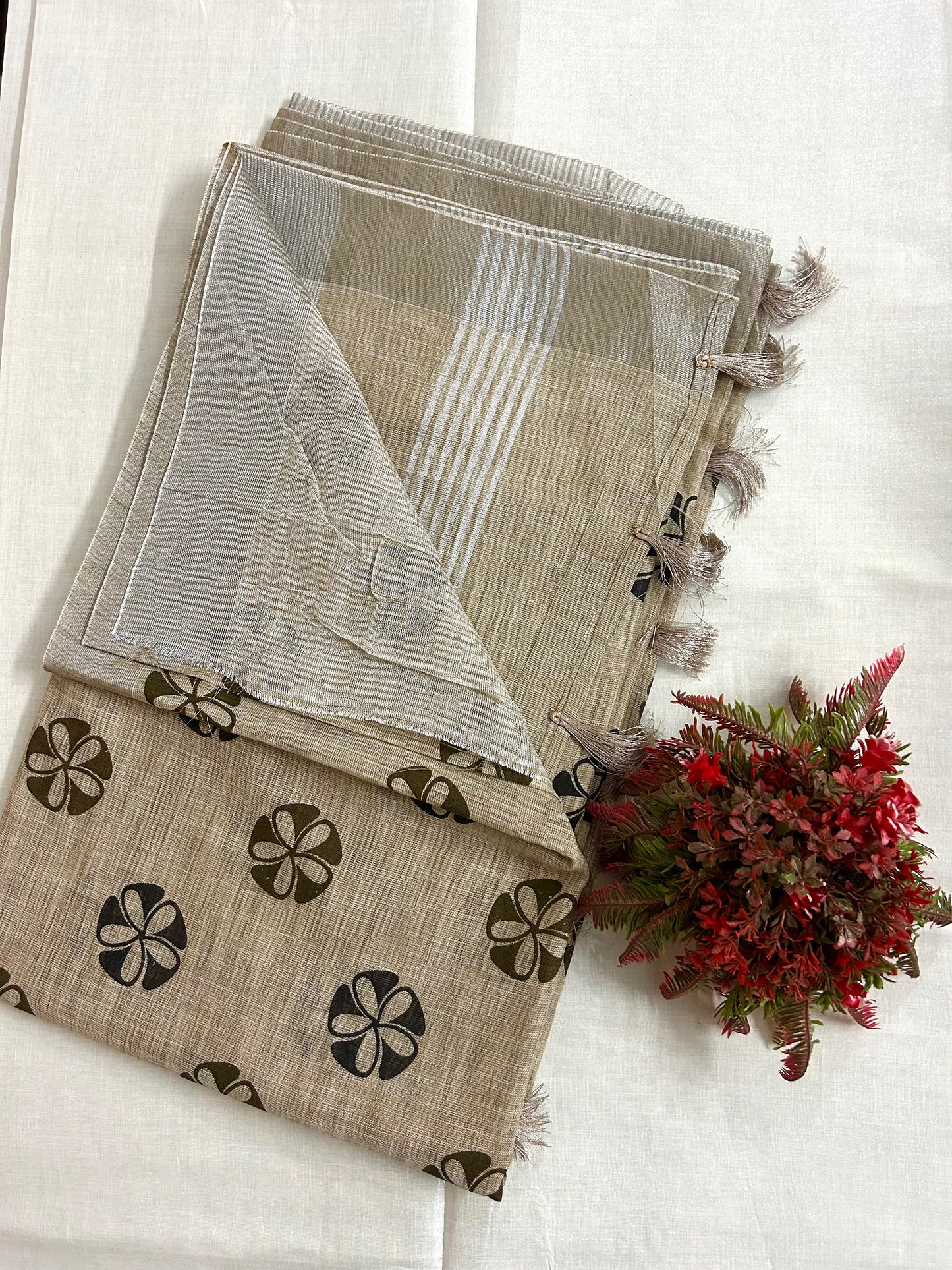 Linen cotton saree