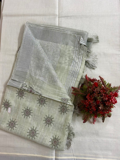 Linen cotton saree