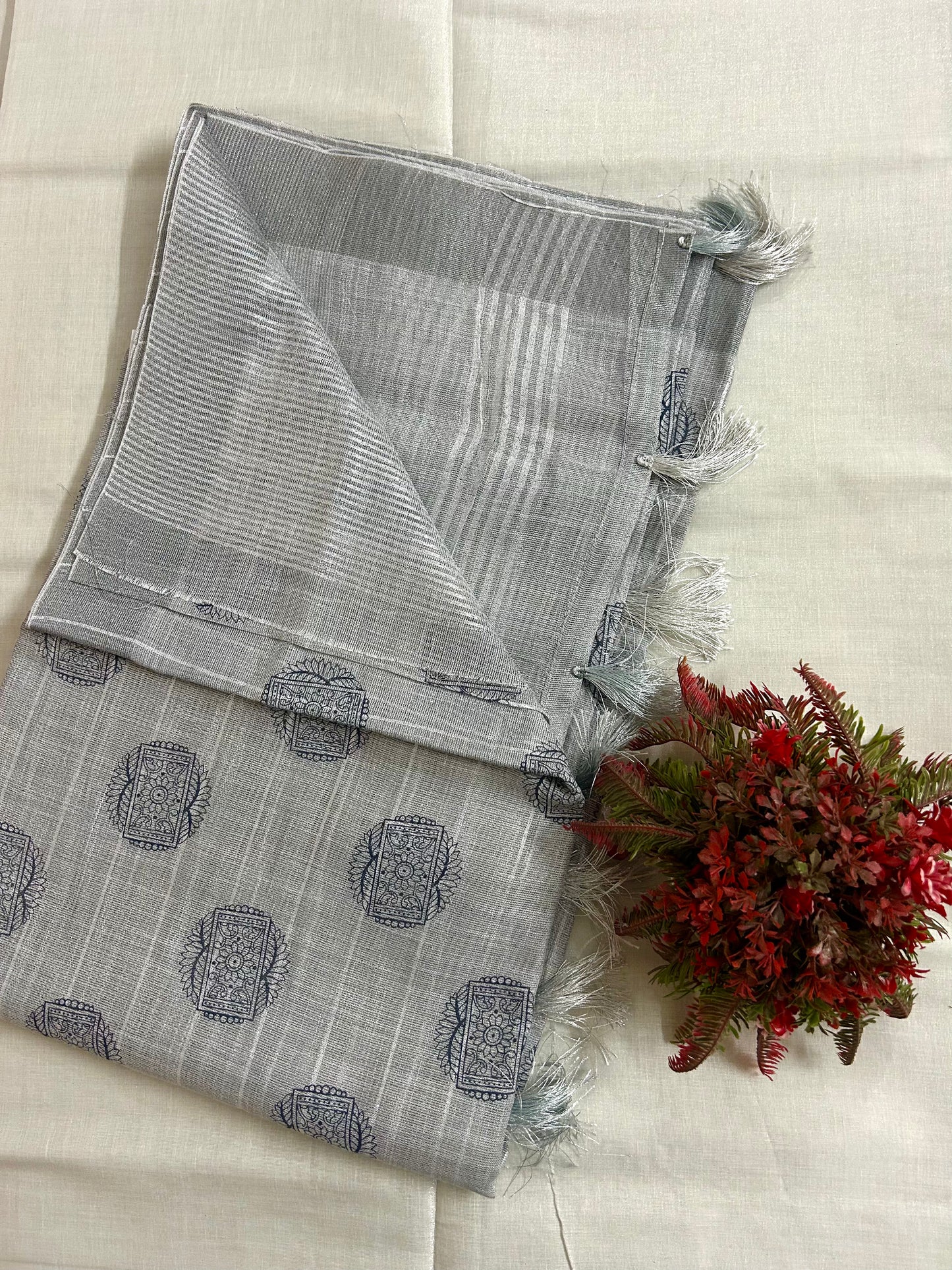 Linen cotton saree