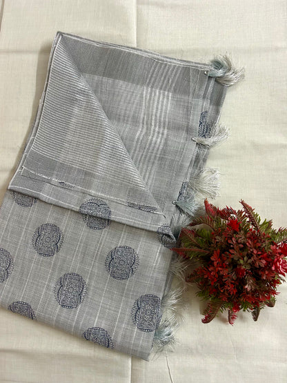 Linen cotton saree