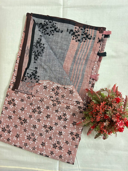 Linen cotton saree