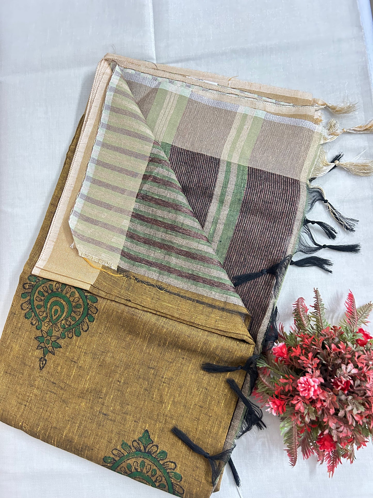 Linen cotton saree
