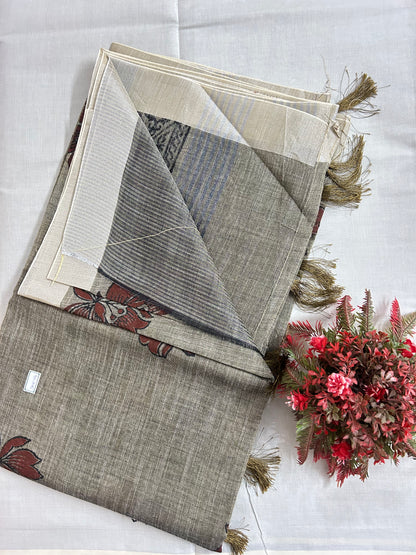 Linen cotton saree