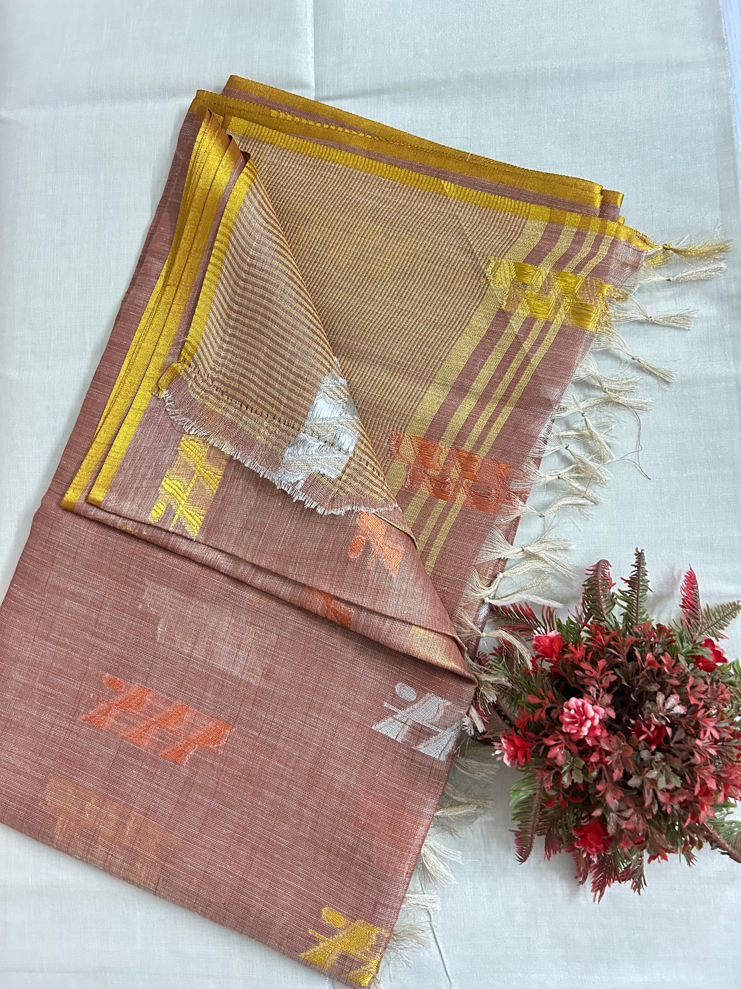 Linen cotton saree