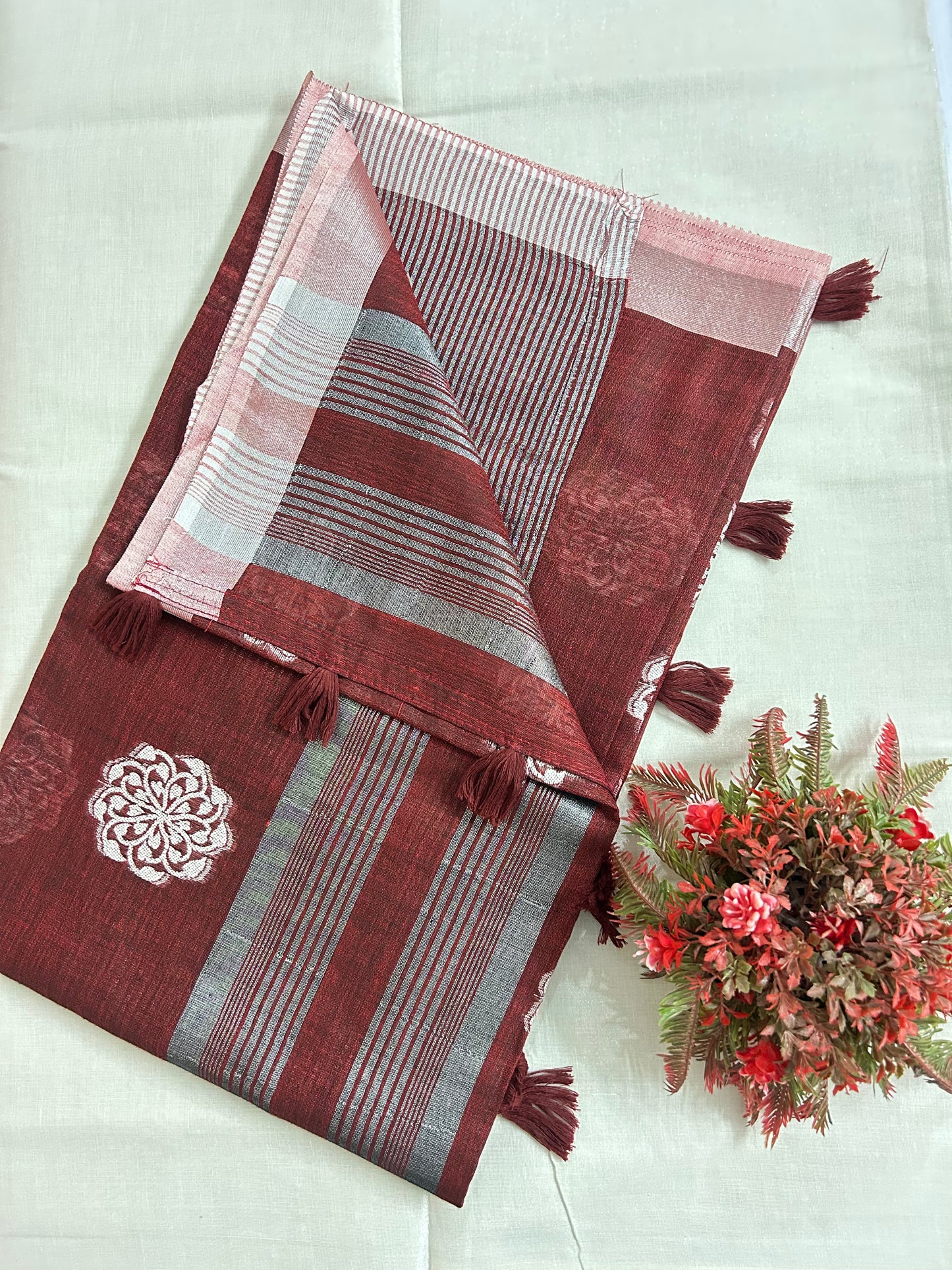 Linen cotton saree