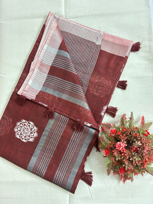 Linen cotton saree