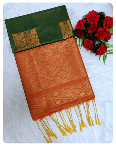 Emerald green with Orange