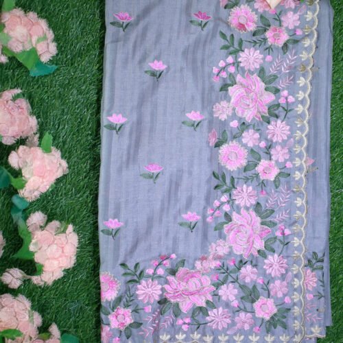 Premium tussar with Embroidery