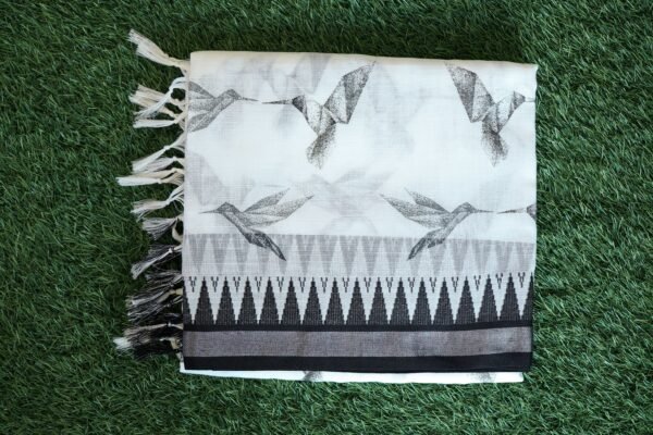 Black and white saree with design 17